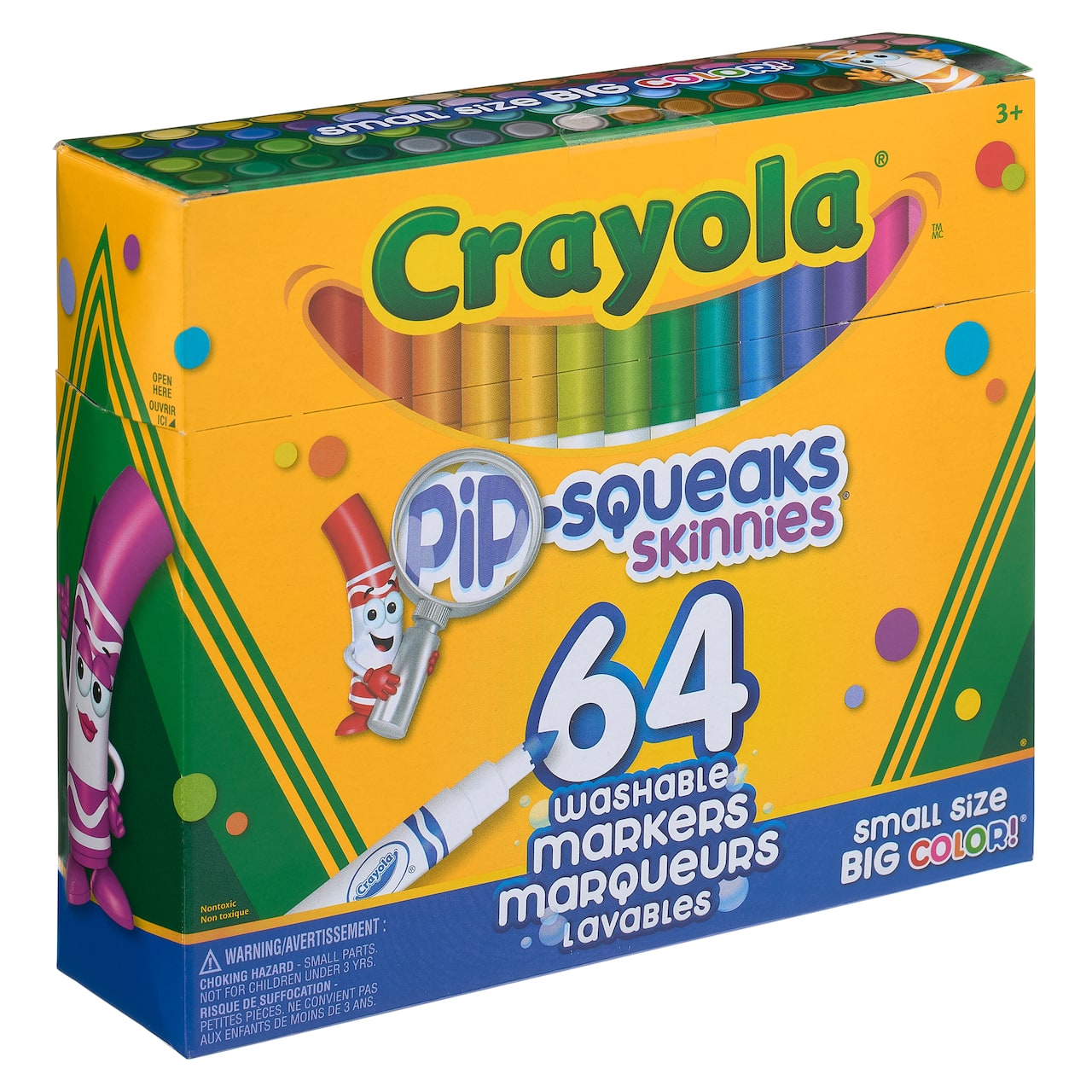 64 marqueurs lavables Pip-Squeaks Skinnies de Crayola